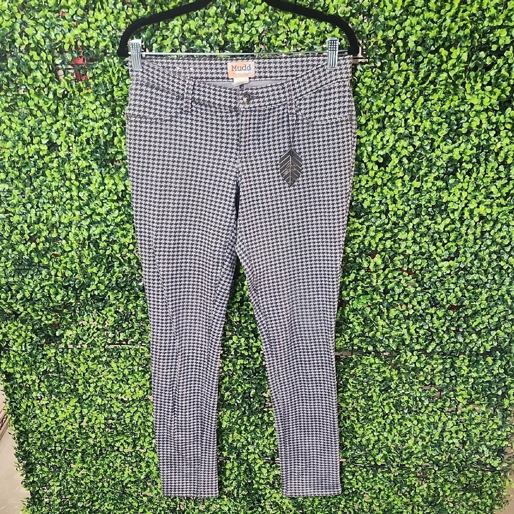 Mudd Black and Gray Houndstooth Pants Size 7